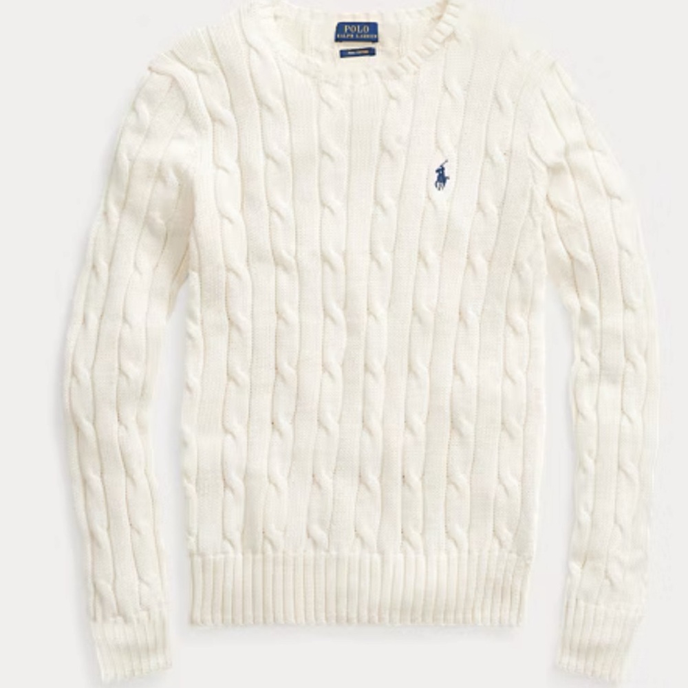 NWT Polo Ralph Lauren Cable-Knit Cotton Crewneck Sweater